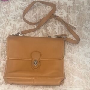 Coach Tan Leather Turn lock Shoulder Bag